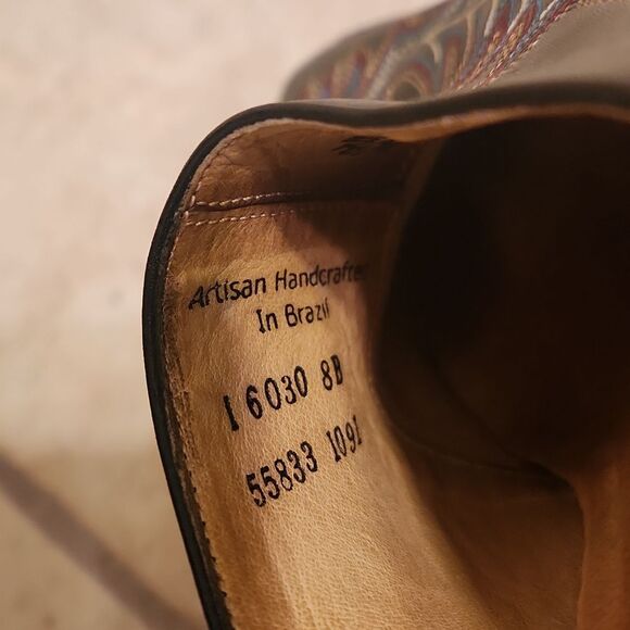 Charlie 1 Horse Black Embroidered Leather Heeled Mules Made in Brazil Size 8B - Picture 10 of 12